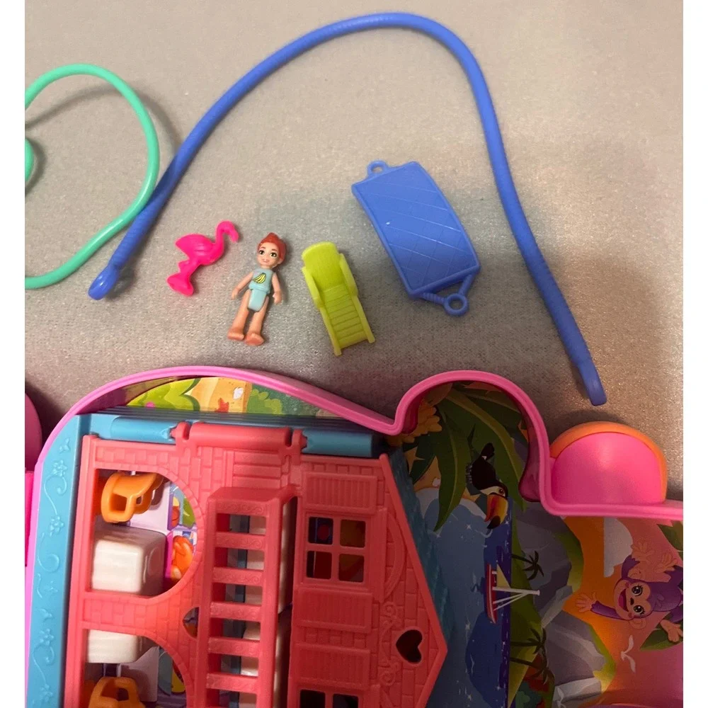 Mattel Polly Pocket Adventures in Rio 2 in 1 Momma Monkey & Baby Detachable-READ